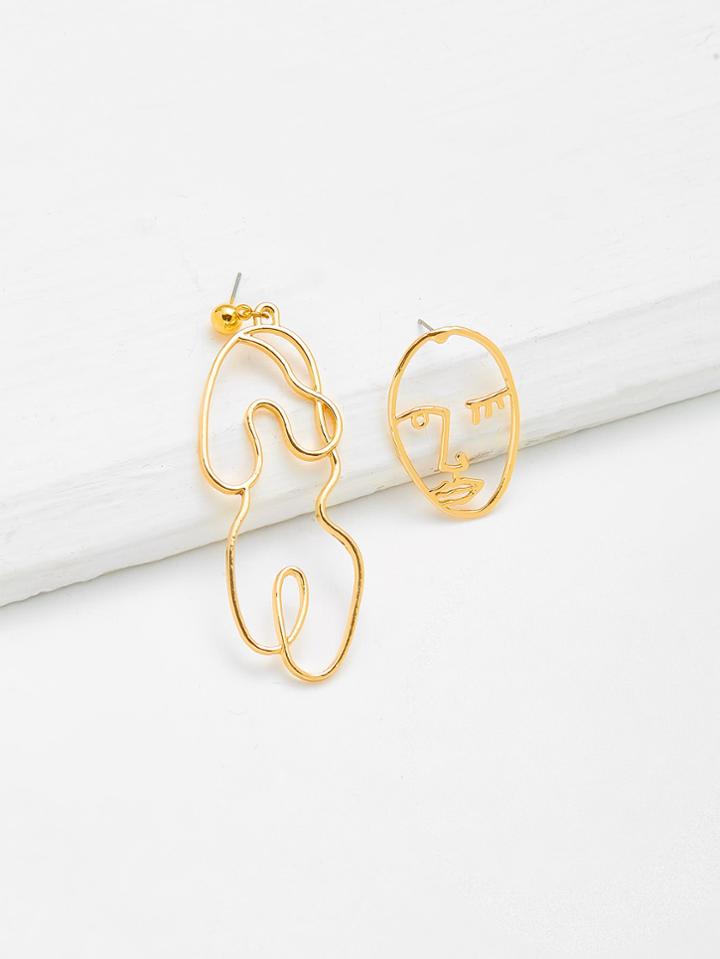 Shein Abstract Open Face Design Drop Earrings