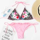 Shein Flower Print Frill Bikini Set