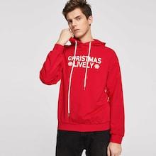 Shein Men Christmas Letter Print Hoodie