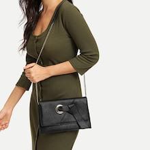 Shein O-ring Detail Knot Flap Clutch Bag