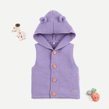 Shein Toddler Girls Hooded Sweater Vest