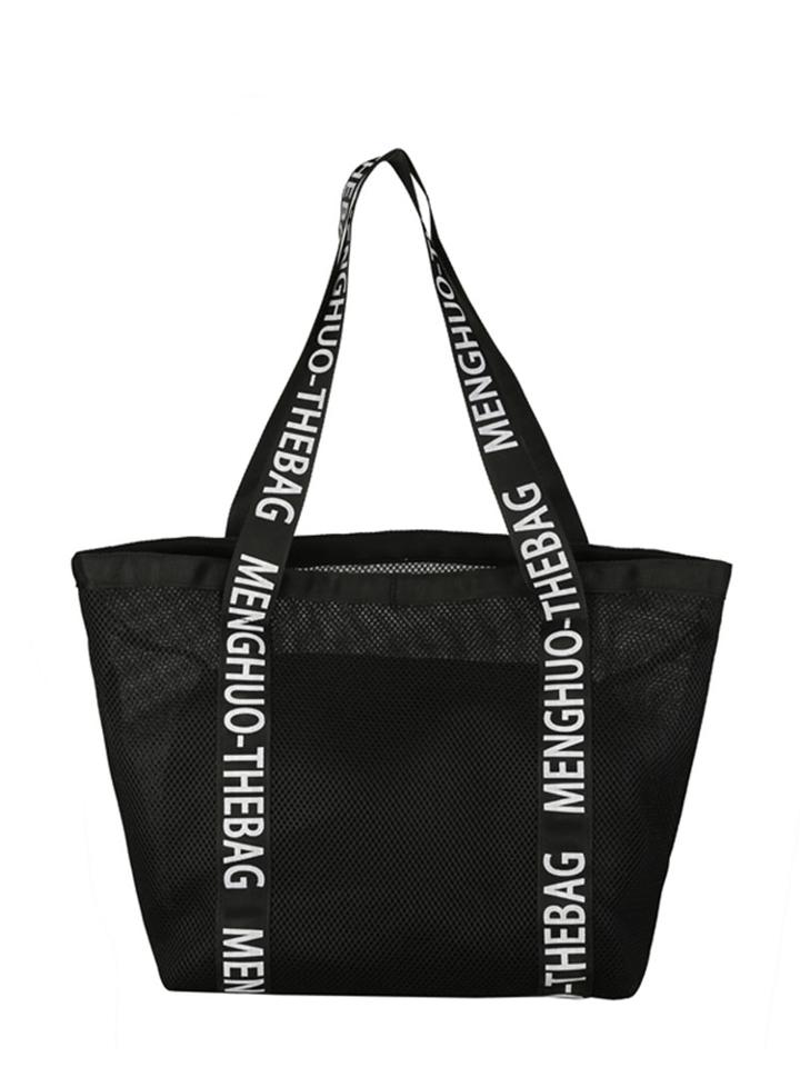 Shein Letter Pattern Decor Mesh Handbag