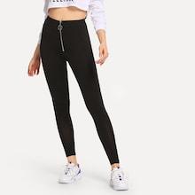 Shein Exposed O-ring Zip Front Leggings