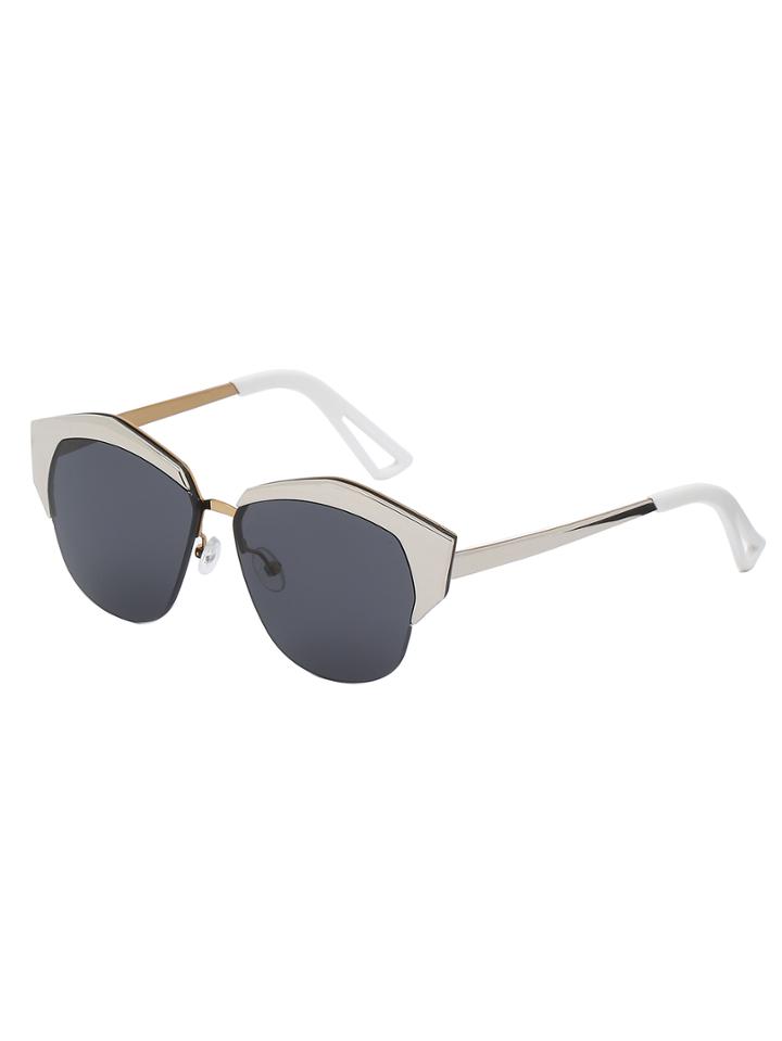 Shein Silver Frame Black Cat Eye Lenses Sunglasses