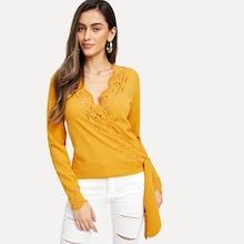 Shein Scalloped Laser Cut Wrap Top