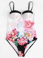 Shein Flower Print Push Up Swimsuit