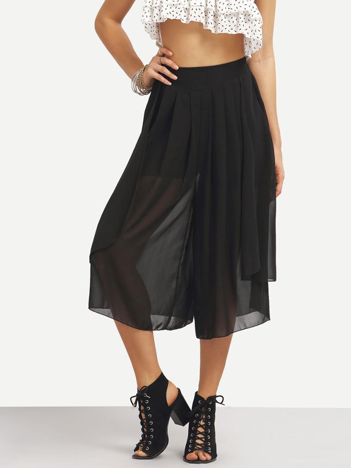 Shein Wide Leg Layered Chiffon Pants