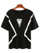 Shein Contrast Stirpe Print T-shirt