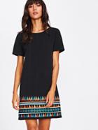 Shein Aztec Embroidered Hem Dress