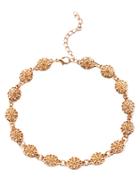 Shein Gold Metal Floral Hollow Out Choker Necklace