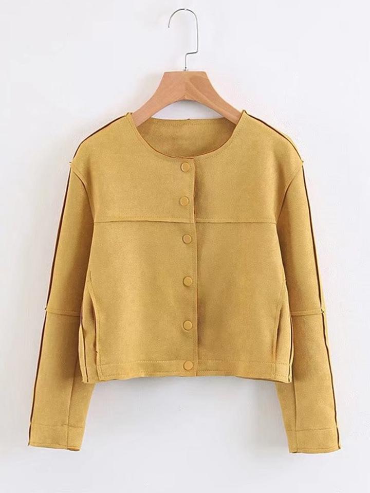 Shein Seam Detail Suede Jacket