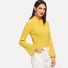 Shein Mock-neck Bell Sleeve Rib Knit Jumper