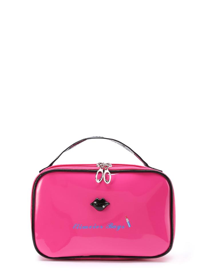 Shein Contrast Lip Patent Leather Makeup Bag