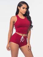 Shein Active Ribbed Crop Tank Top With Shorts