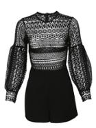 Shein Black Lace Crochet Jumpsuit