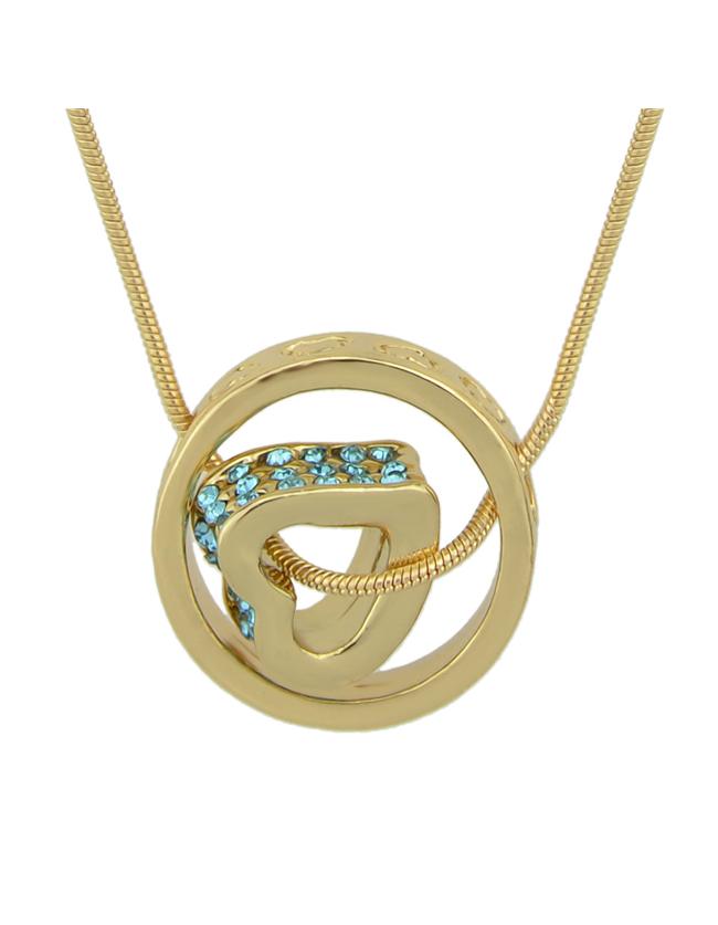 Shein Goldblue Simple Style Rhinestone Heart Round Shape Pendant Necklace
