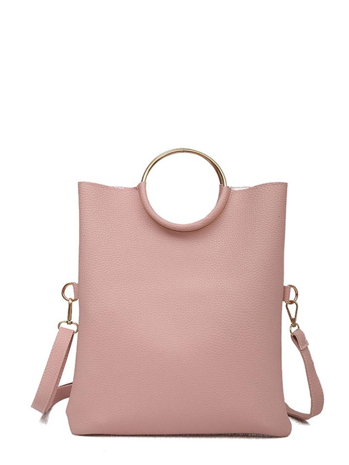 Shein Ring Handle Pu Shoulder Bag With Inner Pouch