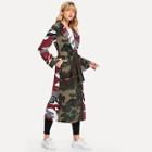 Shein Camouflage Print Self Tie Coat