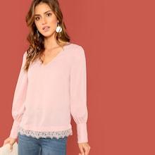 Shein V-neck Lace Trim Top