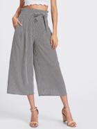 Shein Vertical Pinstriped Bow Tie Wide Leg Pants
