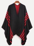 Shein Black Striped Trim Asymmetric Cape Coat