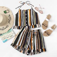 Shein Ruffle Hem Striped Halter Top With Shorts