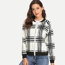 Shein Plaid Zip Front Jacket