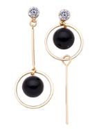 Shein Gold Tone Metal Circle Turquoise Drop Earrings