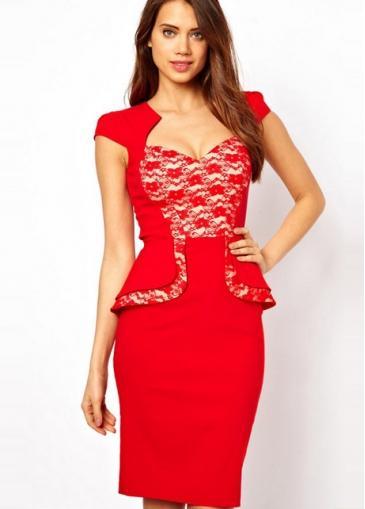 Rosewe Party Festival Cap Sleeve Solie Red Straight Dress