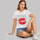Shein Hot Lip And Letter Print Tee