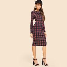 Shein Split Back Plaid Pencil Dress