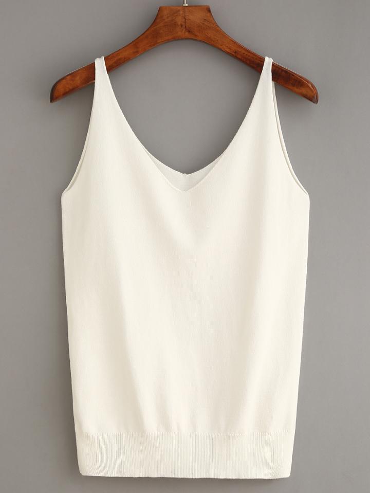 Shein Beige V Neck Tank Top