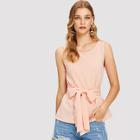 Shein Scoop Neck Tank Top With Belt