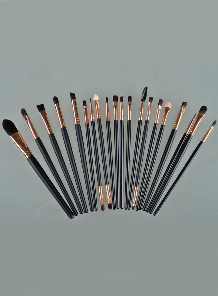 Shein 20pcs Professional Makeup Brushes Set Metal Make Up Brush Set-black