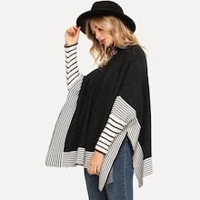 Shein Contrast Striped Poncho Jumper