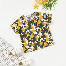Shein Girls Camo Print Round Neck Tee