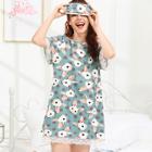 Shein Rabbit Print Polka Dot Night Dress With Eye Mask