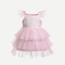 Shein Girls Mesh Cami Ball Gown Dress