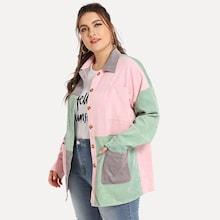 Shein Plus Colorblock Button Front Outerwear