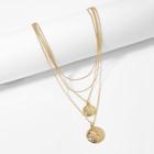 Shein Textured Disc Layered Necklace