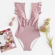 Shein Deep-v Ruffle Swimsuit