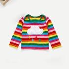 Shein Toddler Boys Rainbow Stripe Embroidered Tee