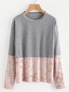 Shein Contrast Velvet Drop Shoulder Sweatshirt