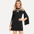 Shein Contrast Mesh Split Sleeve Dress