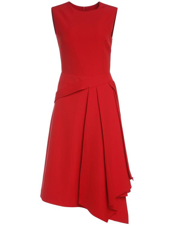 Shein Red Crew Neck Asymmetric Dress
