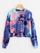 Shein Tie Dye Crop Velvet Hoodie