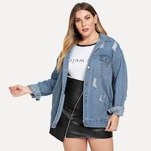 Shein Plus Ripped Denim Jacket