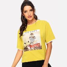 Shein Girl Pattern Longline Tee