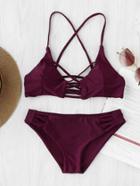 Shein Criss Cross Cutout Beach Bikini Set