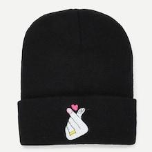 Shein Embroidered Heart Beanie Hat